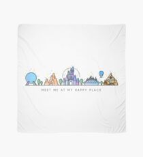 Meet me at my Happy Place Vector Orlando Theme Park Illustration Design Scarf