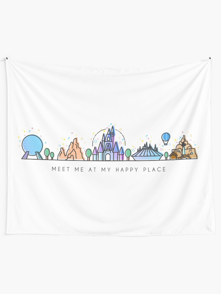 Alternate view of Meet me at my Happy Place Vector Orlando Theme Park Illustration Design Wall Tapestry