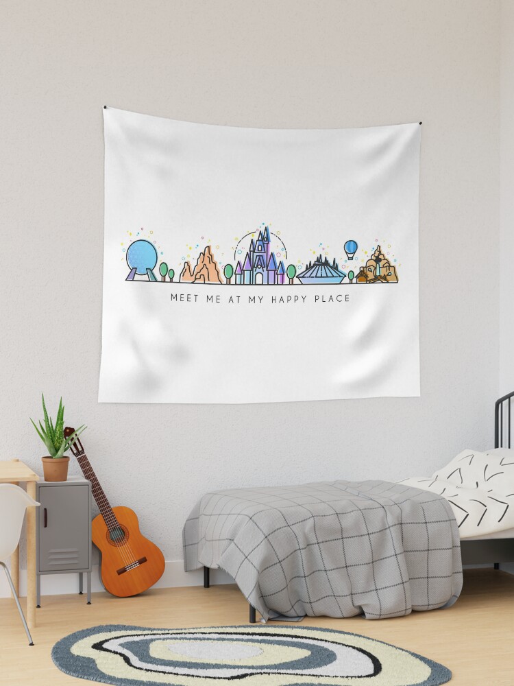 Tapestry, Meet me at my Happy Place Vector Orlando Theme Park Illustration Design designed and sold by tachadesigns