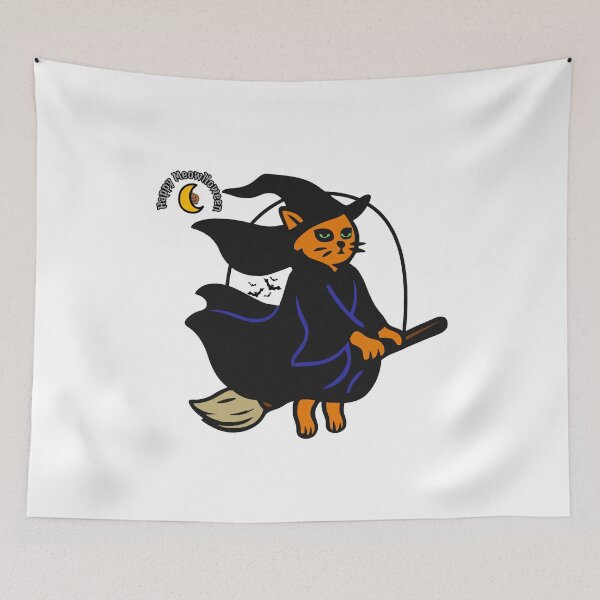 Item preview, Meowlloween Magic Orange Cat Riding Broom designed and sold by Controller0.