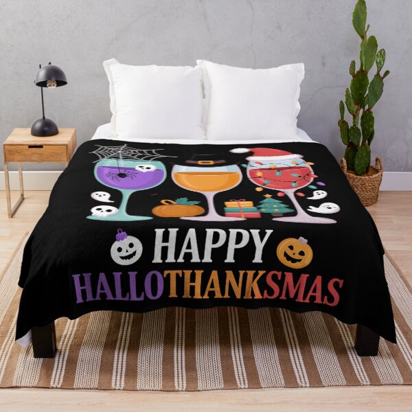 Item preview, Happy HalloThanksMas Wine - Cute Drinking - Funny Festival - Christmas - Thanksgiving - Halloween designed and sold by brynatshop.