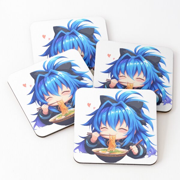Item preview, High School Xenovia Quarta Enjoying Delicious Ramen Blue Hair Kawaii Anime designed and sold by Raslbazola.