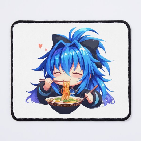 Item preview, High School Xenovia Quarta Enjoying Delicious Ramen Blue Hair Kawaii Anime designed and sold by Raslbazola.