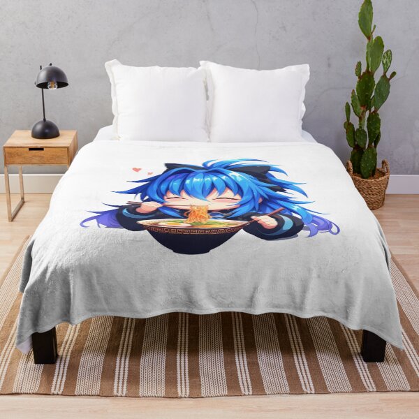 Item preview, High School Xenovia Quarta Enjoying Delicious Ramen Blue Hair Kawaii Anime designed and sold by Raslbazola.