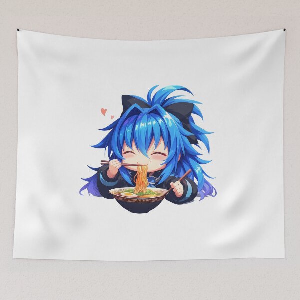 Item preview, High School Xenovia Quarta Enjoying Delicious Ramen Blue Hair Kawaii Anime designed and sold by Raslbazola.