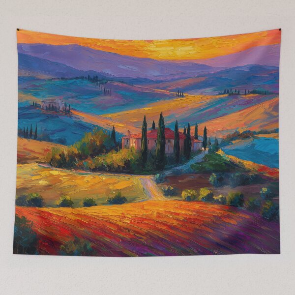 Item preview, Tuscany Landscape Painting – Rolling Hills at Sunset Impressionist  designed and sold by ArgentoArt.