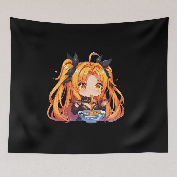 Item preview, High School Irina Shidou Eating Ramen Adorable Orange Hair Kawaii Anime designed and sold by Raslbazola.