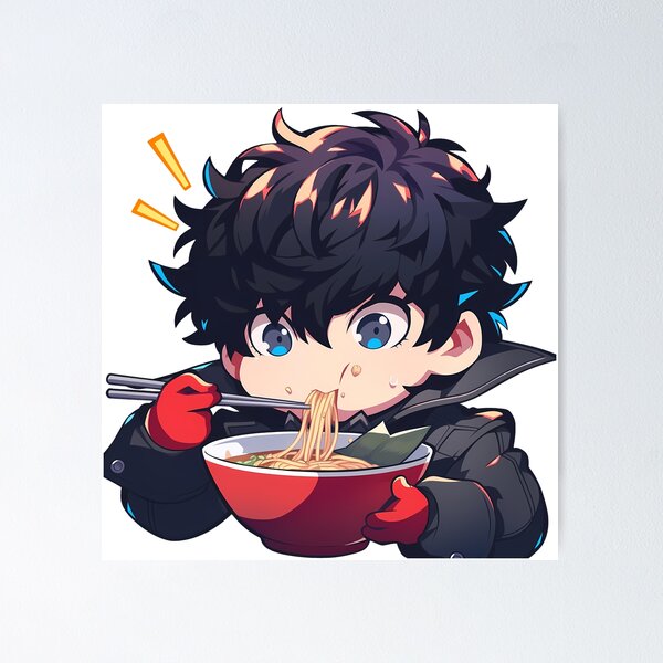 Item preview, Ren Amamiya Eating Ramen Persona 5 Chibi Game Anime designed and sold by Raslbazola.