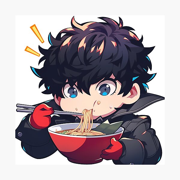 Item preview, Ren Amamiya Comiendo Ramen Persona 5 Chibi Juego Anime designed and sold by Raslbazola.
