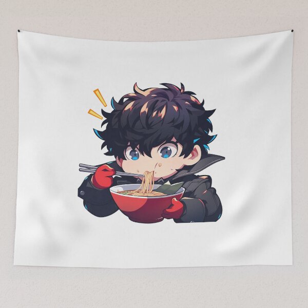 Item preview, Ren Amamiya Eating Ramen Persona 5 Chibi Game Anime designed and sold by Raslbazola.