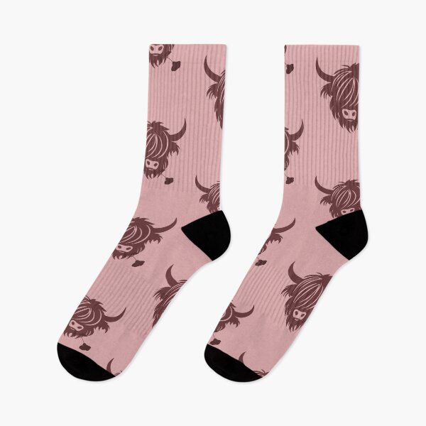 Aperçu de l'œuvre Silhouette de vache rose des Highlands, joli animal de ferme et fleur créée et vendue par TackyTime.