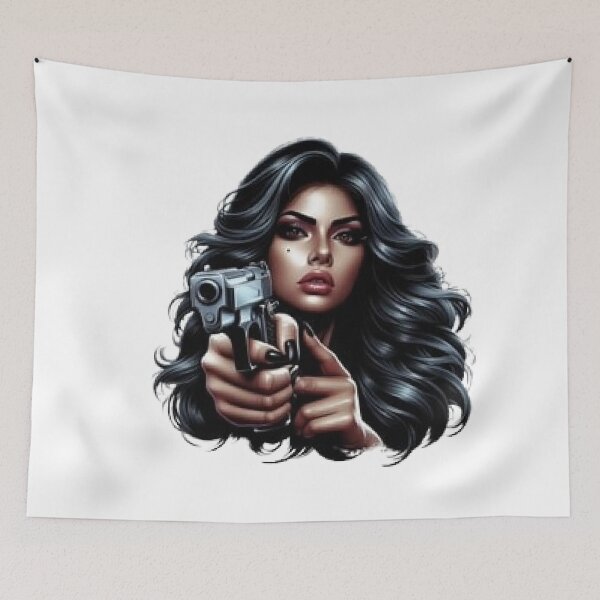 Item preview, “Fatal Beauty: an armed and dangerous woman” designed and sold by CHRIST5000.