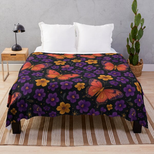 Item preview, Seamless butterfly and floral pattern on dark background designed and sold by champkppwc.