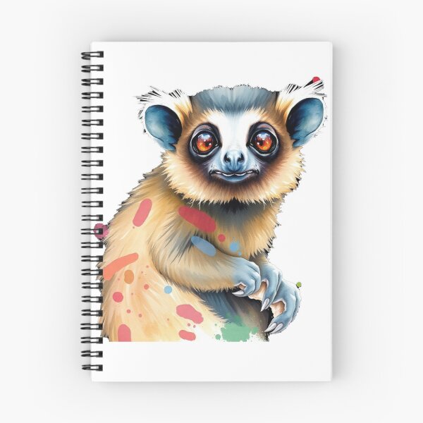 Item preview, Cute Ring-Tailed Lemur Illustration - Big Expressive Orange Eyes, Whimsical Watercolor Animal Portrait designed and sold by EllDAV777.