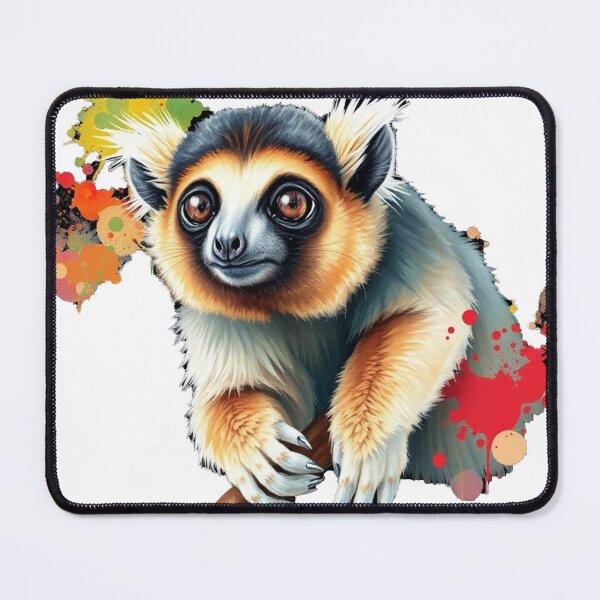 Item preview, Adorable Sifaka Lemur Illustration - Big Brown Eyes, Vibrant Watercolor Wildlife Art designed and sold by EllDAV777.