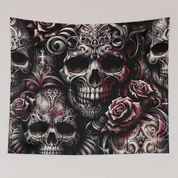 Item preview, Dark Gothic Skull Baroque Macabre Art Print designed and sold by PinUpPizzazz.