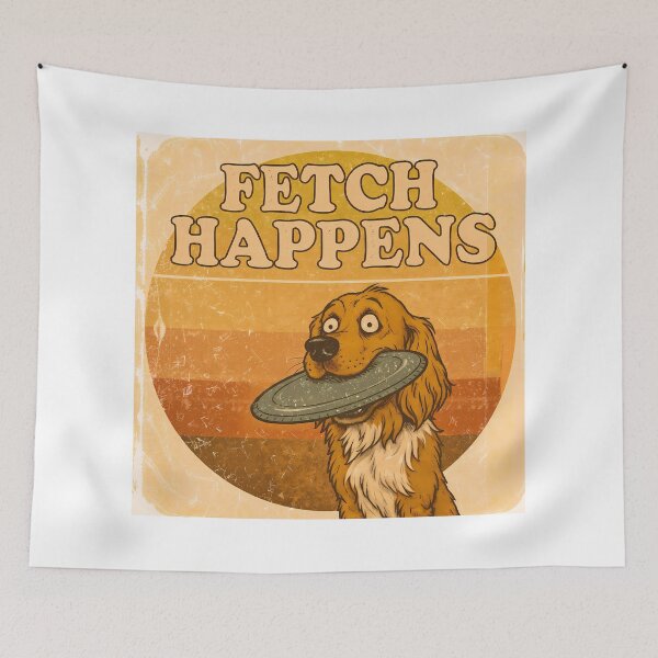 Item preview, Fetch Happens Witty vintage dog pun with faded colors and humor vibe. designed and sold by Tong4130.