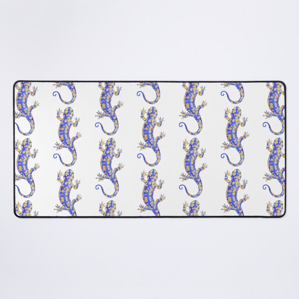 Item preview, yellow and blue salamander // lizard newt creature // scribble whimsical art designed and sold by Dirt-flavor.