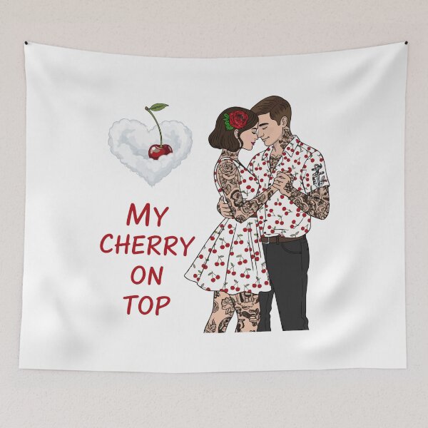 Item preview, My Cherry On Top – Romantic Tattoo Couple Art designed and sold by LoveMatchShop.