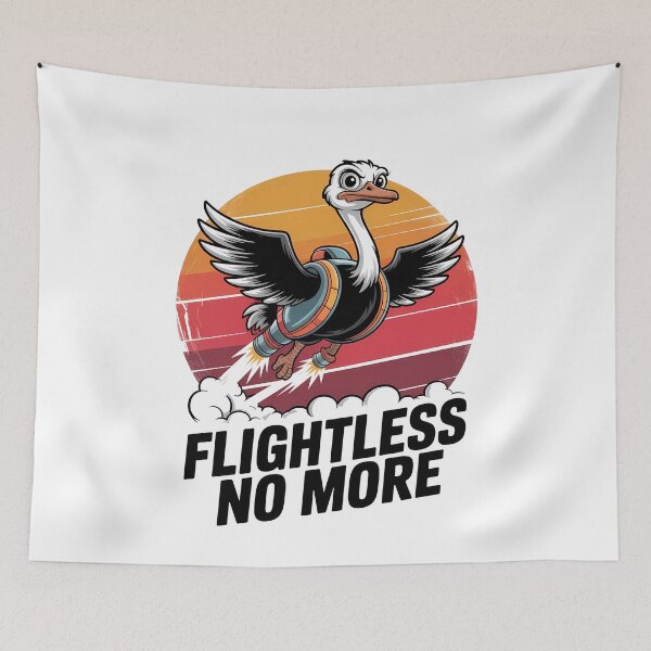 Item preview, Flightless Bird Jetpack Retro Sunset designed and sold by k3rstman1.