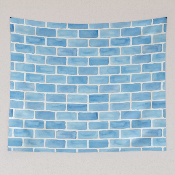 Item preview, Seamless watercolor blue brick wall pattern designed and sold by champkppwc.