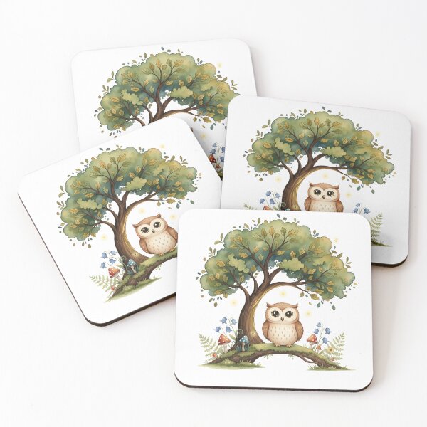 Item preview, Wise Little Owl Under the Tree Watercolor. designed and sold by NewYorkColours.