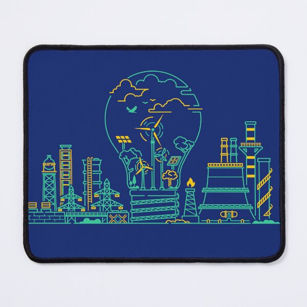 Item preview, concept of clean energy or sustainable business, lined graphic of lightbulb combined with power plant station designed and sold by NiamLab.