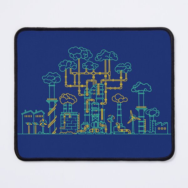 Item preview, concept of green factory, lined graphic of industry buildings  combined with tree designed and sold by NiamLab.