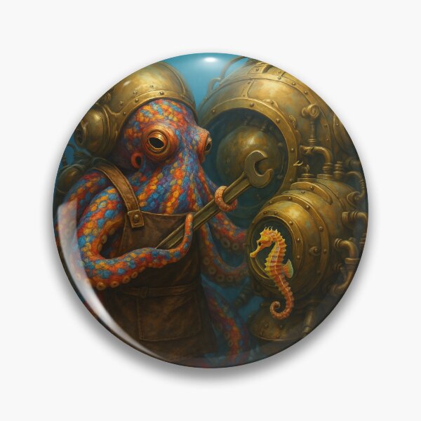 Item preview, Octopus Diver Repairs Steampunk Submarine designed and sold by Tridentulus.