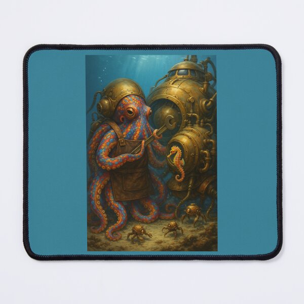 Item preview, Octopus Diver Repairs Steampunk Submarine designed and sold by Tridentulus.