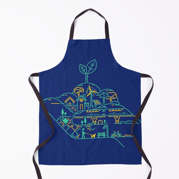 Item preview, concept of eco-city or green city, lined graphic of hand holding leaf with ecology element designed and sold by NiamLab.