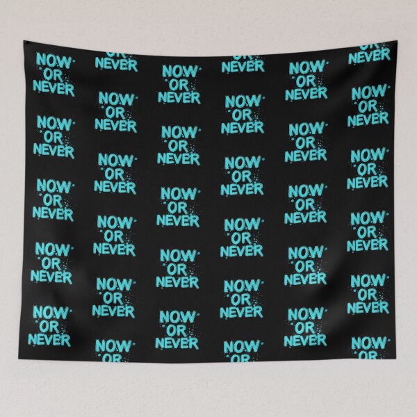 Item preview, Dynamic “NOW OR NEVER” Neon Cyan Brush Typography on Black — Motivational Grunge Design designed and sold by PixelVibe782.