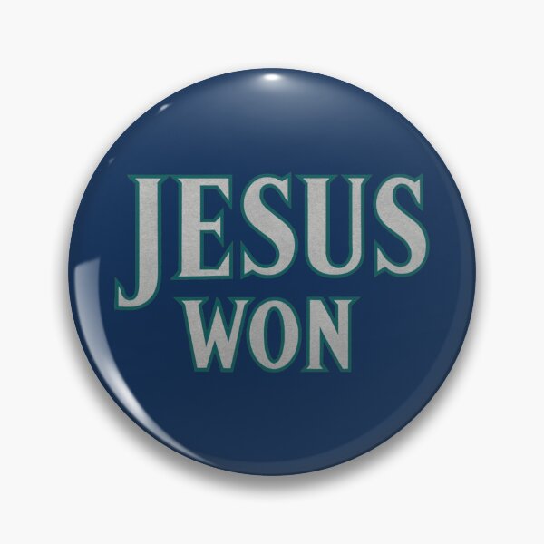 Item preview, JESUS WON – Mariners Colors Silver & Northwest Green Typography designed and sold by getpressedshirt.