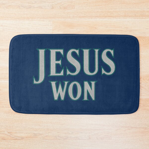 Item preview, JESUS WON – Mariners Colors Silver & Northwest Green Typography designed and sold by getpressedshirt.