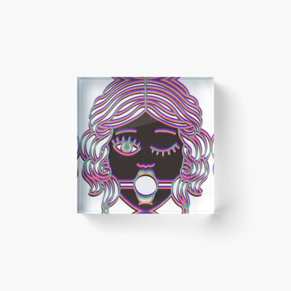 Item preview, Retro Glitch Girl – Neon Gagged Portrait designed and sold by BoneandBloomCo.