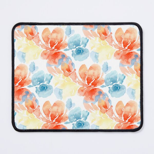 Item preview, Abstract Watercolor Floral Pattern – Coral, Dusty Blue & Pale Yellow Artistic Design designed and sold by skysshobu.