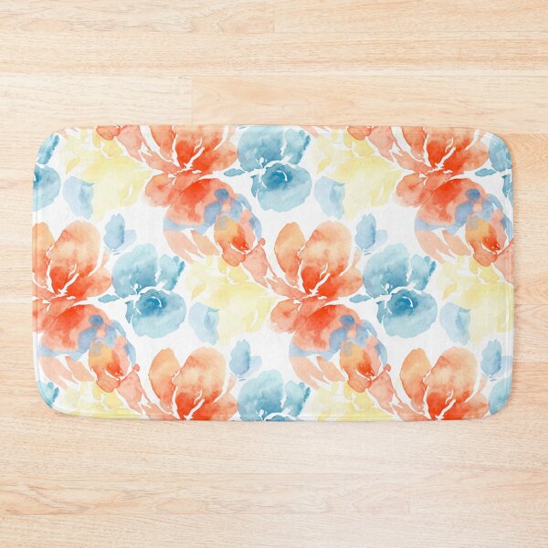 Item preview, Abstract Watercolor Floral Pattern – Coral, Dusty Blue & Pale Yellow Artistic Design designed and sold by skysshobu.
