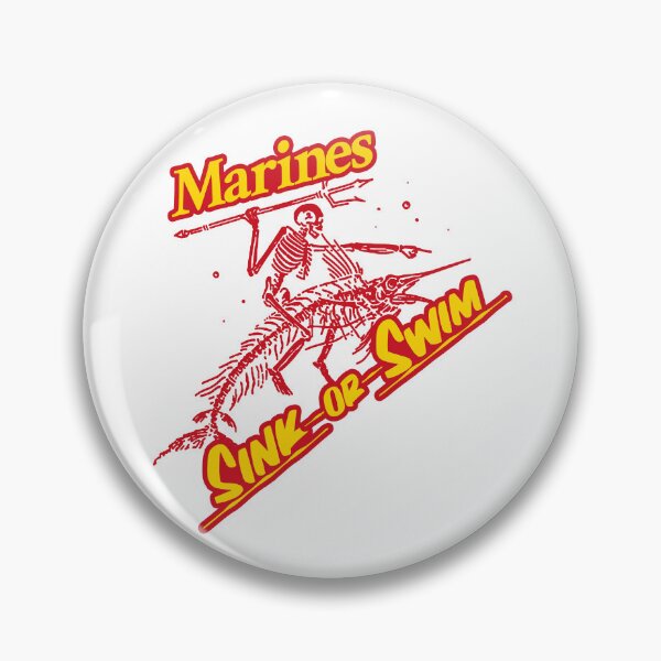 Aperçu de l'œuvre Nager ou couler; USMC; États-Unis; créée et vendue par StickerApe.