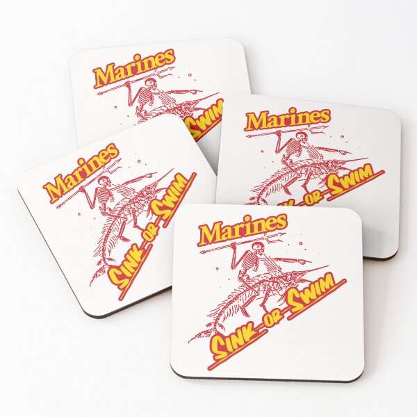 Aperçu de l'œuvre Nager ou couler; USMC; États-Unis; créée et vendue par StickerApe.