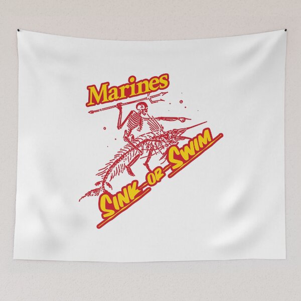 Aperçu de l'œuvre Nager ou couler; USMC; États-Unis; créée et vendue par StickerApe.