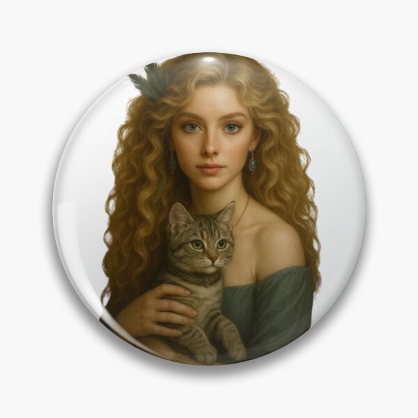 Item preview, Hyperrealistic portrait of a blonde woman with blue eyes and a tabby kitten designed and sold by CHRIST5000.