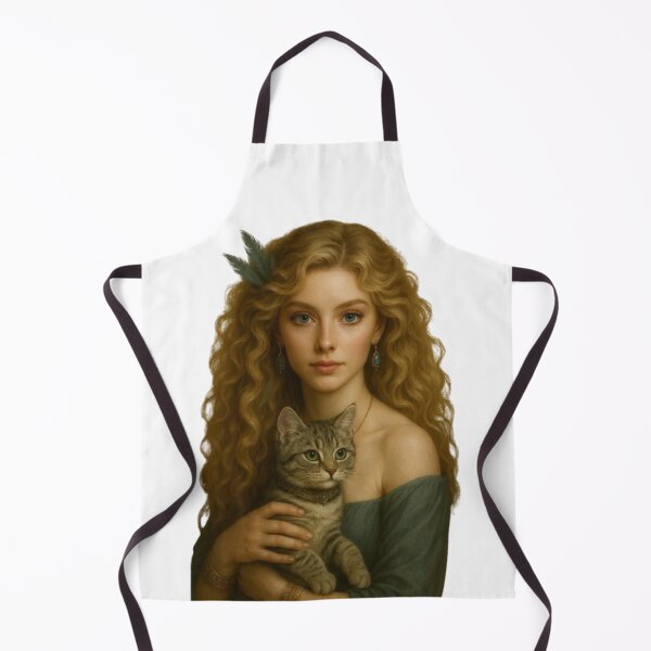 Item preview, Hyperrealistic portrait of a blonde woman with blue eyes and a tabby kitten designed and sold by CHRIST5000.