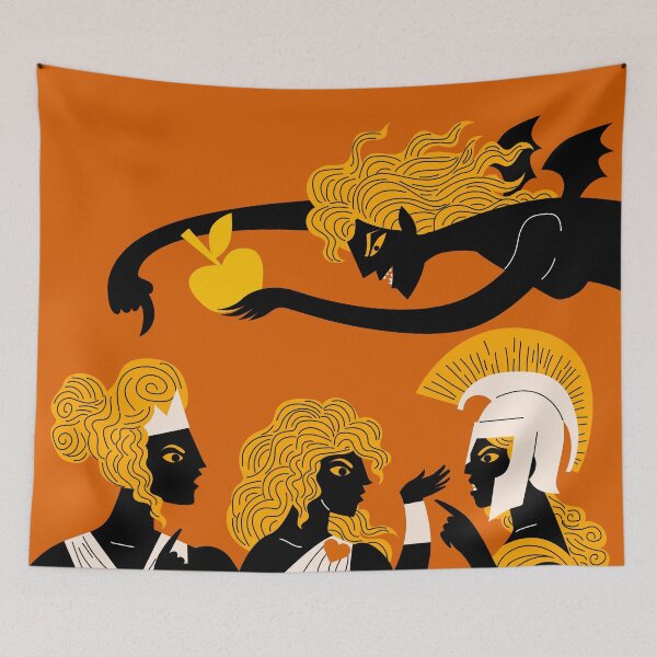 Item preview, eris throwing the golden apple to athena aphrodite and hera designed and sold by matintheworld ( delcarmat ).