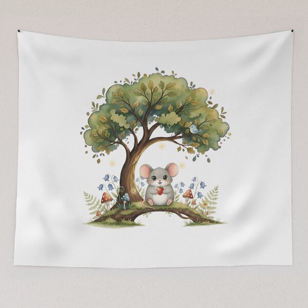 Item preview, Cute Mouse with a Strawberry Watercolor. designed and sold by NewYorkColours.