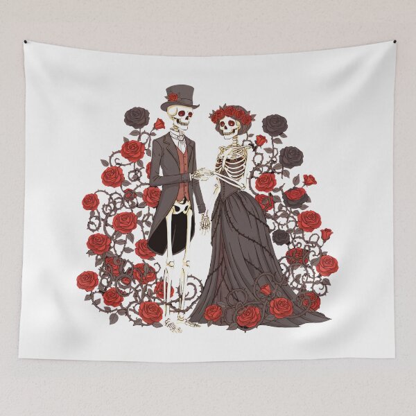 Item preview, Skeleton Couple of Roses designed and sold by LoveMatchShop.