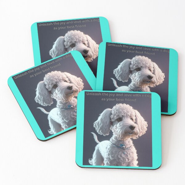 Item preview, Adorable White Curly-Haired Dog Wearing a Charm Collar designed and sold by KJ-Books.