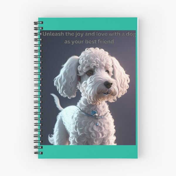 Item preview, Adorable White Curly-Haired Dog Wearing a Charm Collar designed and sold by KJ-Books.