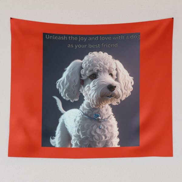 Item preview, Adorable White Curly-Haired Dog Wearing a Charm Collar designed and sold by KJ-Books.