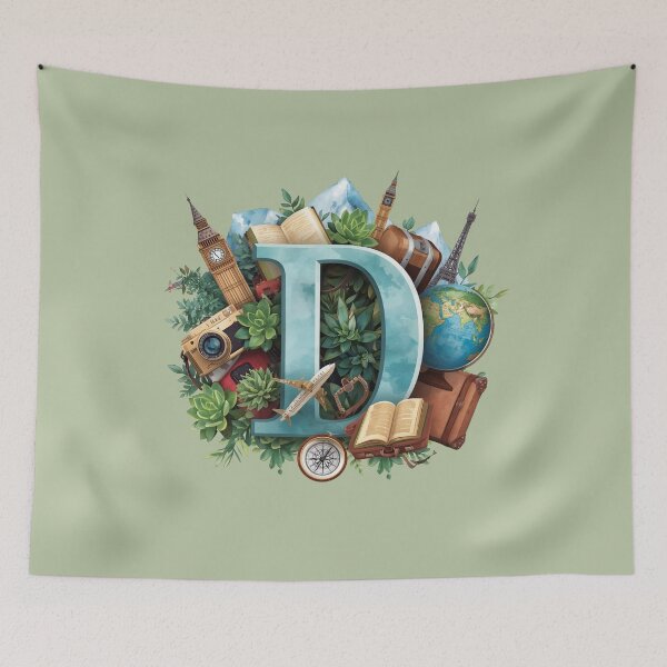 Item preview, Adventure Awaits – Vintage Travel Letter D Monogram | Wanderlust Globe & Airplane Design for Explorers and Dreamers designed and sold by AmenAlways.