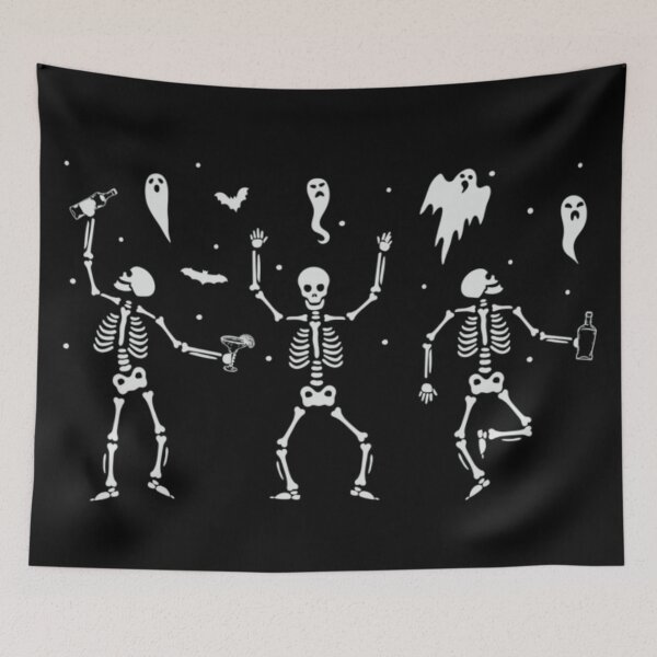 Item preview, Party Skeletons Dancing Halloween Ghost and Bats Pattern Design designed and sold by HenikaPonko.